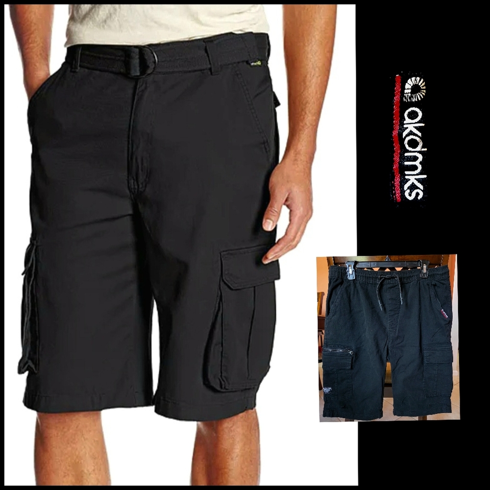 Akademiks Men's Black Cargo Shorts with Utility Pockets ❤️